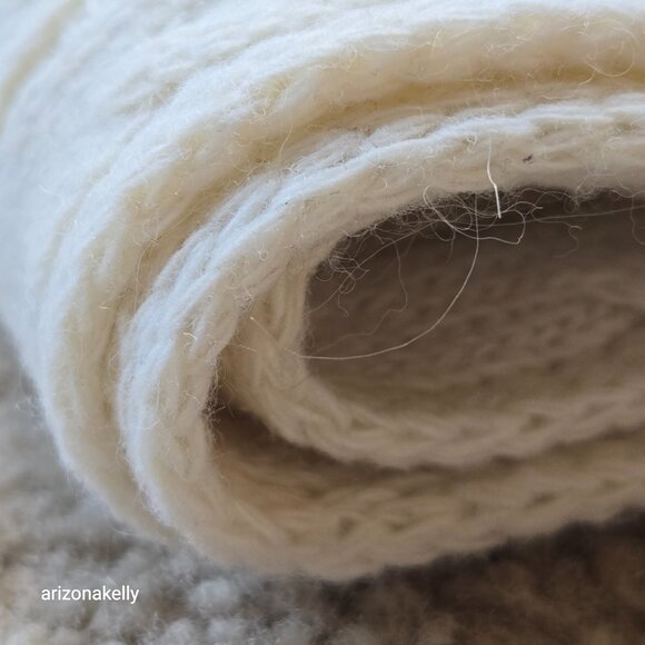 Wool or Wool Blend Cable Knit Ivory Scarf - Picture 11 of 15